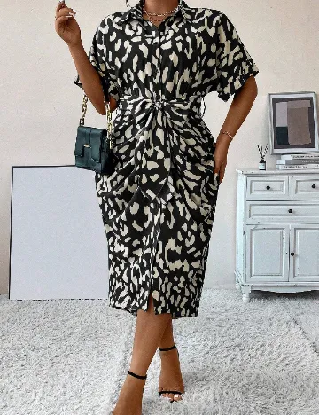 Rochie medie SHEIN CURVE, alb/negru