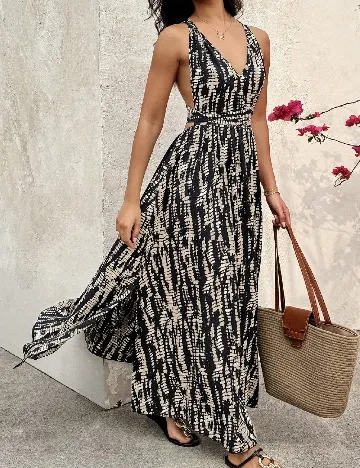 Rochie lunga SHEIN, negru/bej