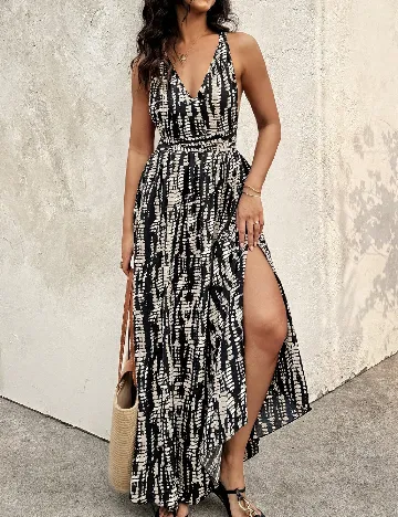 Rochie lunga SHEIN, negru/bej