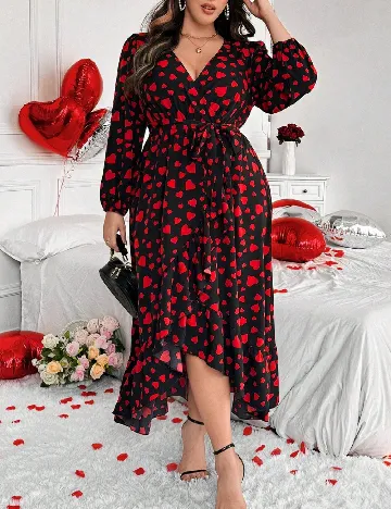 Rochie medie SHEIN CURVE, negru/rosu