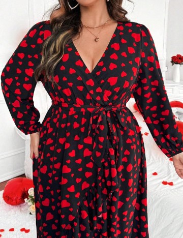 Rochie medie SHEIN CURVE, negru/rosu