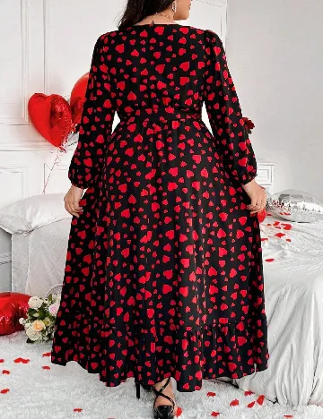 Rochie medie SHEIN CURVE, negru/rosu
