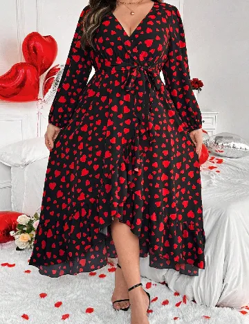 Rochie medie SHEIN CURVE, negru/rosu