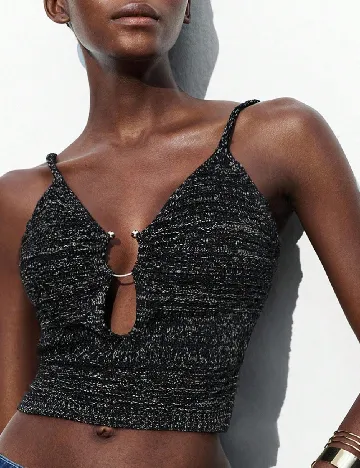 Top SHEIN, negru/argintiu