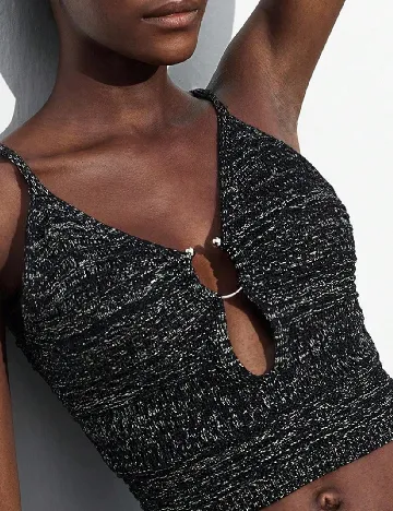 Top SHEIN, negru/argintiu