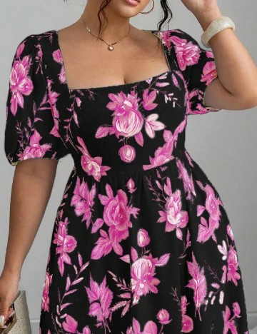Rochie lunga SHEIN CURVE, negru/roz