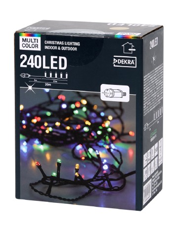 Ghirlanda luminoasa, 240 LED-uri, 20m, exterior-interior Dekra, mix culori