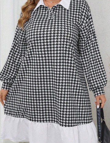 Rochie scurta SHEIN CURVE, alb/negru