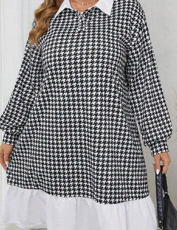 Rochie scurta SHEIN CURVE, alb/negru