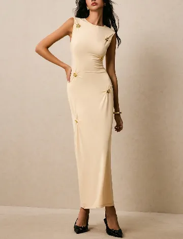 Rochie lunga Poeselle, crem