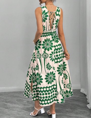 Rochie lunga SHEIN, verde/ecru