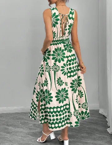 Rochie lunga SHEIN, verde/ecru