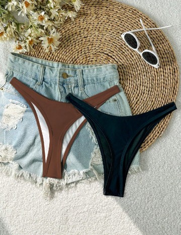 Set chiloti de baie 2 perechi SHEIN, negru/maro