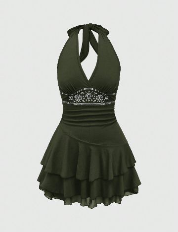 Rochie scurta Romwe, verde