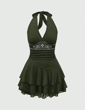 Rochie scurta Romwe, verde
