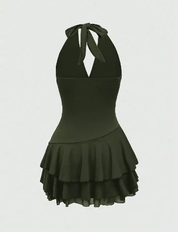 Rochie scurta Romwe, verde