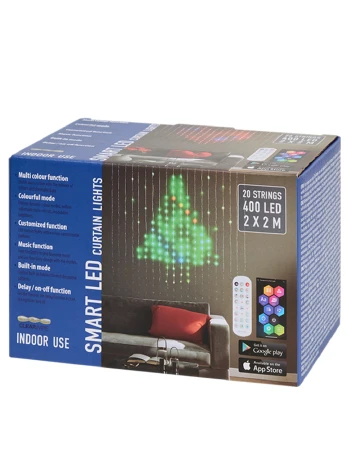 Perdea luminoasa 400 LED, 2 x 2 m ACTION, mix culori