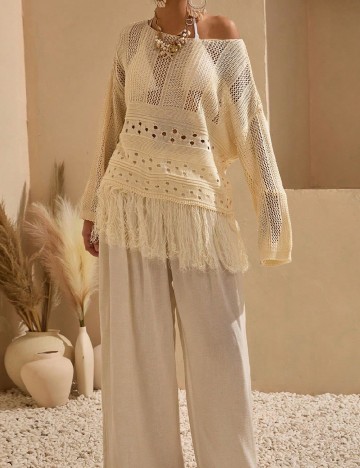 Bluza de plaja SHEIN, crem