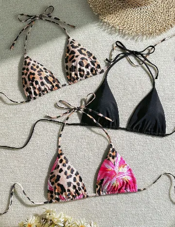 Set sutiene de baie 3 bucati SHEIN, mix culori