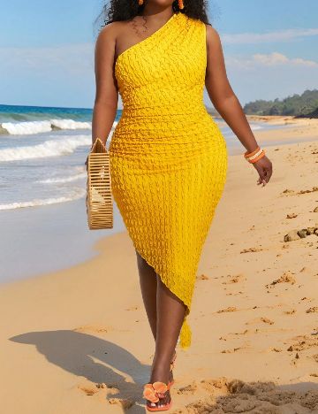 Rochie medie SHEIN CURVE, galben