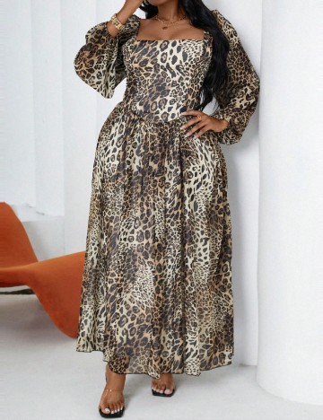 Rochie lunga SHEIN CURVE, animal print