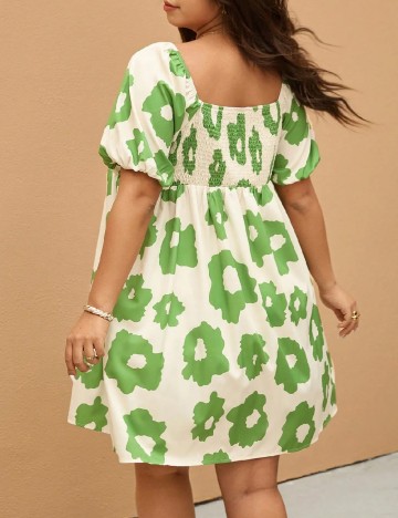 Rochie scurta SHEIN CURVE, crem/verde