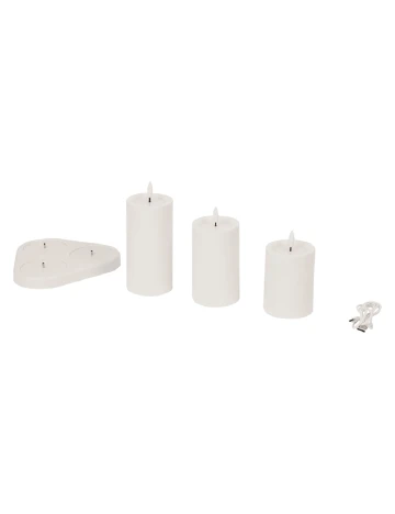Set lumanari LED reincarcabile 3 bucati ACTION, alb