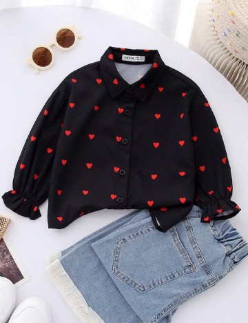 Camasa Shein Kids, negru/rosu