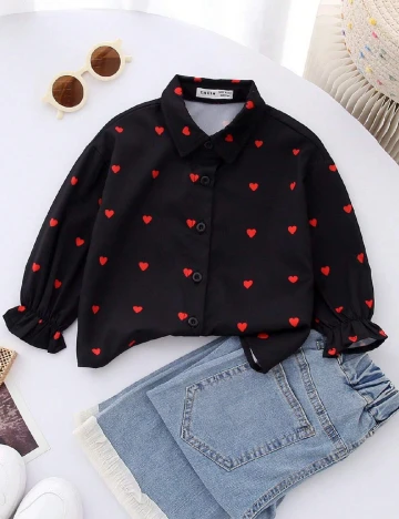 Camasa Shein Kids, negru/rosu