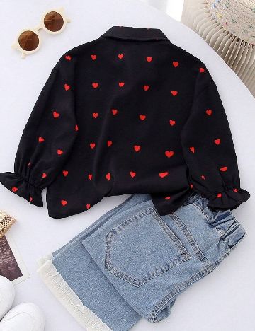 Camasa Shein Kids, negru/rosu