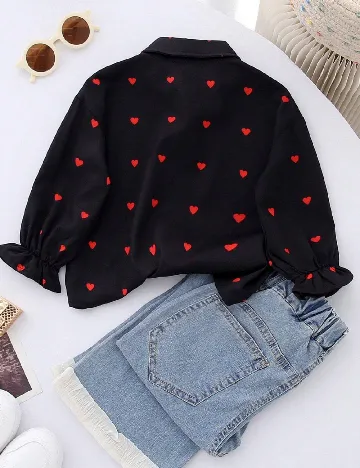 Camasa Shein Kids, negru/rosu