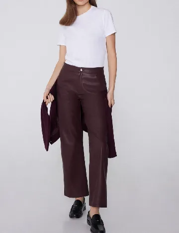 Pantaloni imitatie de piele Tezenis, visiniu