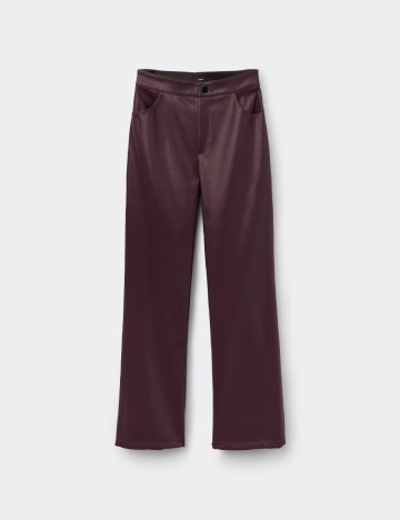 Pantaloni imitatie de piele Tezenis, visiniu