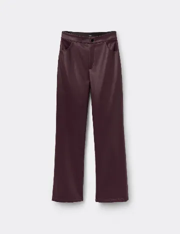 Pantaloni imitatie de piele Tezenis, visiniu
