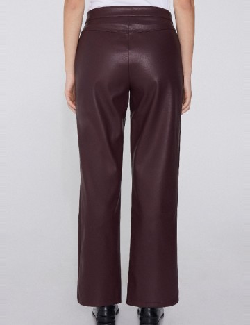 Pantaloni imitatie de piele Tezenis, visiniu