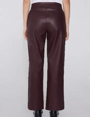 Pantaloni imitatie de piele Tezenis, visiniu