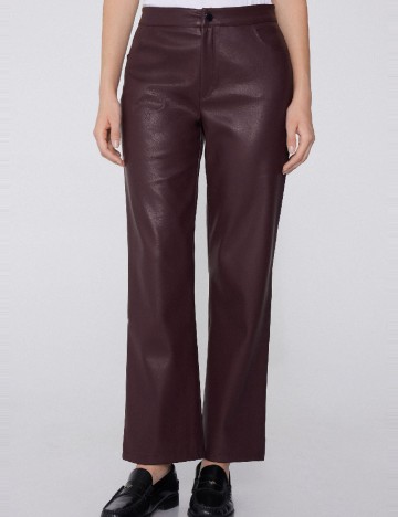 Pantaloni imitatie de piele Tezenis, visiniu