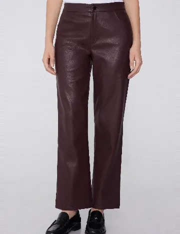 Pantaloni imitatie de piele Tezenis, visiniu