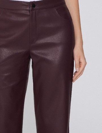 Pantaloni imitatie de piele Tezenis, visiniu