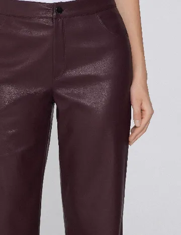 Pantaloni imitatie de piele Tezenis, visiniu