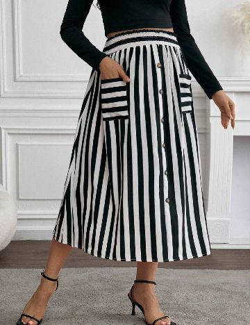 Fusta SHEIN Maternity, alb/negru