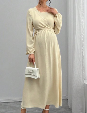 Rochie lunga SHEIN Maternity, crem