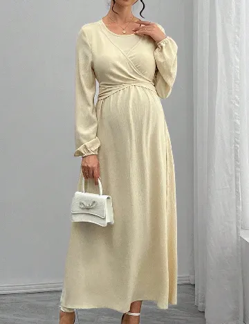 Rochie lunga SHEIN Maternity, crem