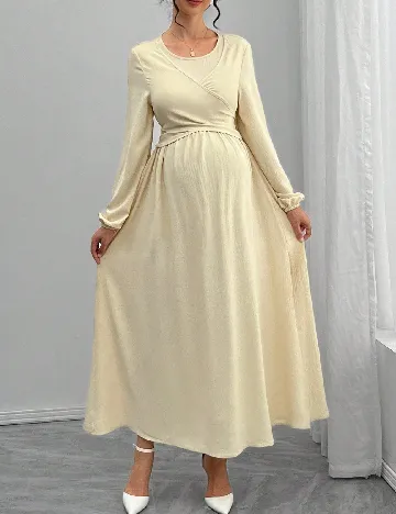 Rochie lunga SHEIN Maternity, crem
