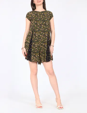 Salopeta Zara, negru floral