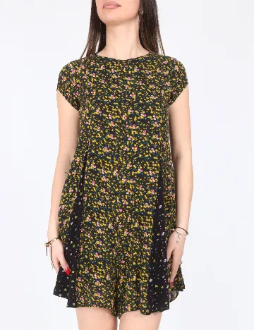 Salopeta Zara, negru floral