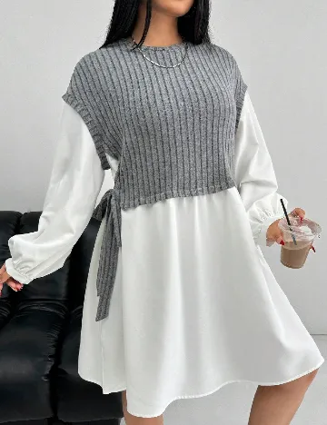 Rochie scurta SHEIN CURVE, alb/gri