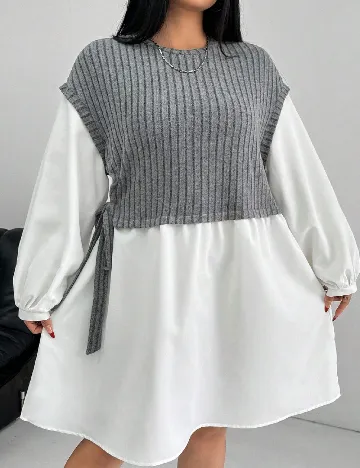 Rochie scurta SHEIN CURVE, alb/gri