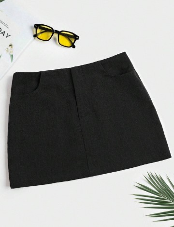 Fusta SHEIN CURVE, negru