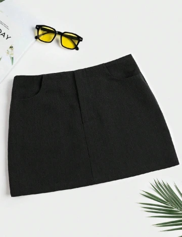 Fusta SHEIN CURVE, negru